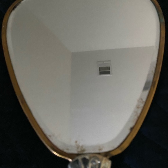 Vintage Antique Victorian Floral Hand MCM Mirror Gold Brass Silver Toned 14”x 5 - Picture 11 of 15